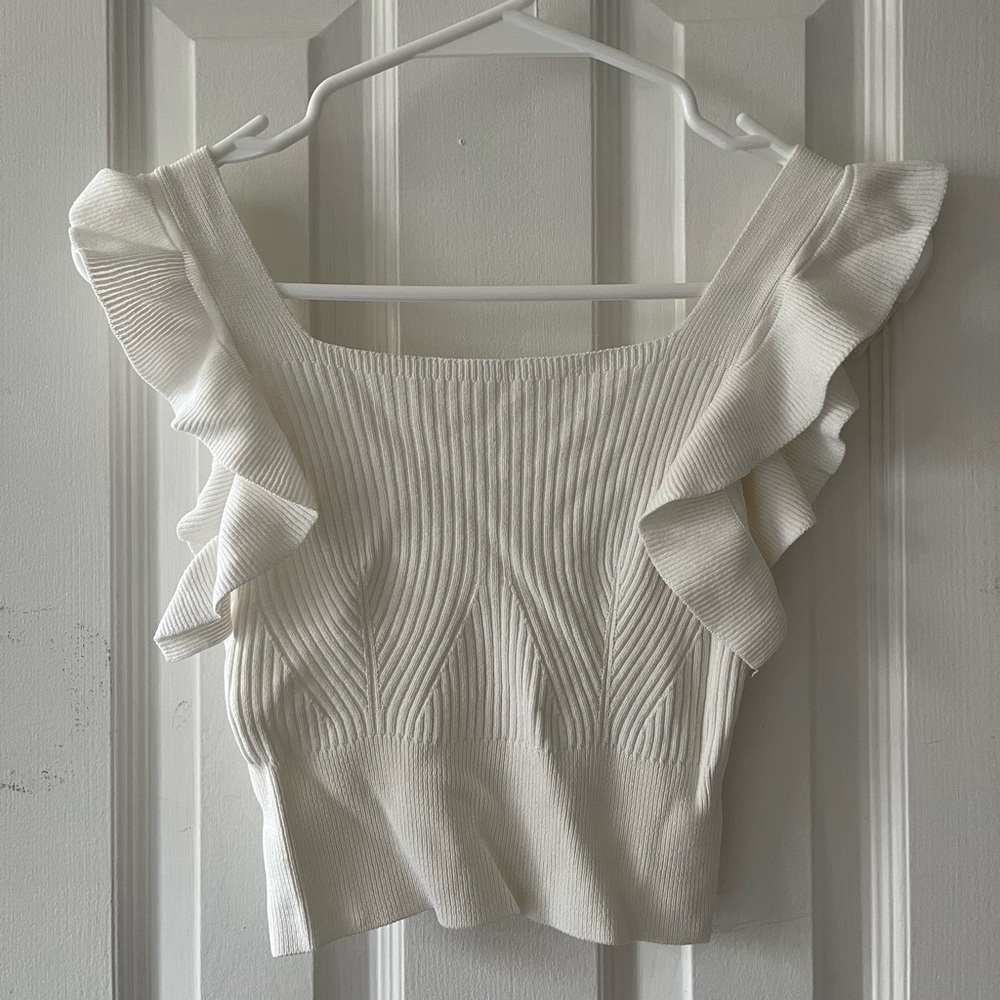 Elegant White Ruffle Crop Top